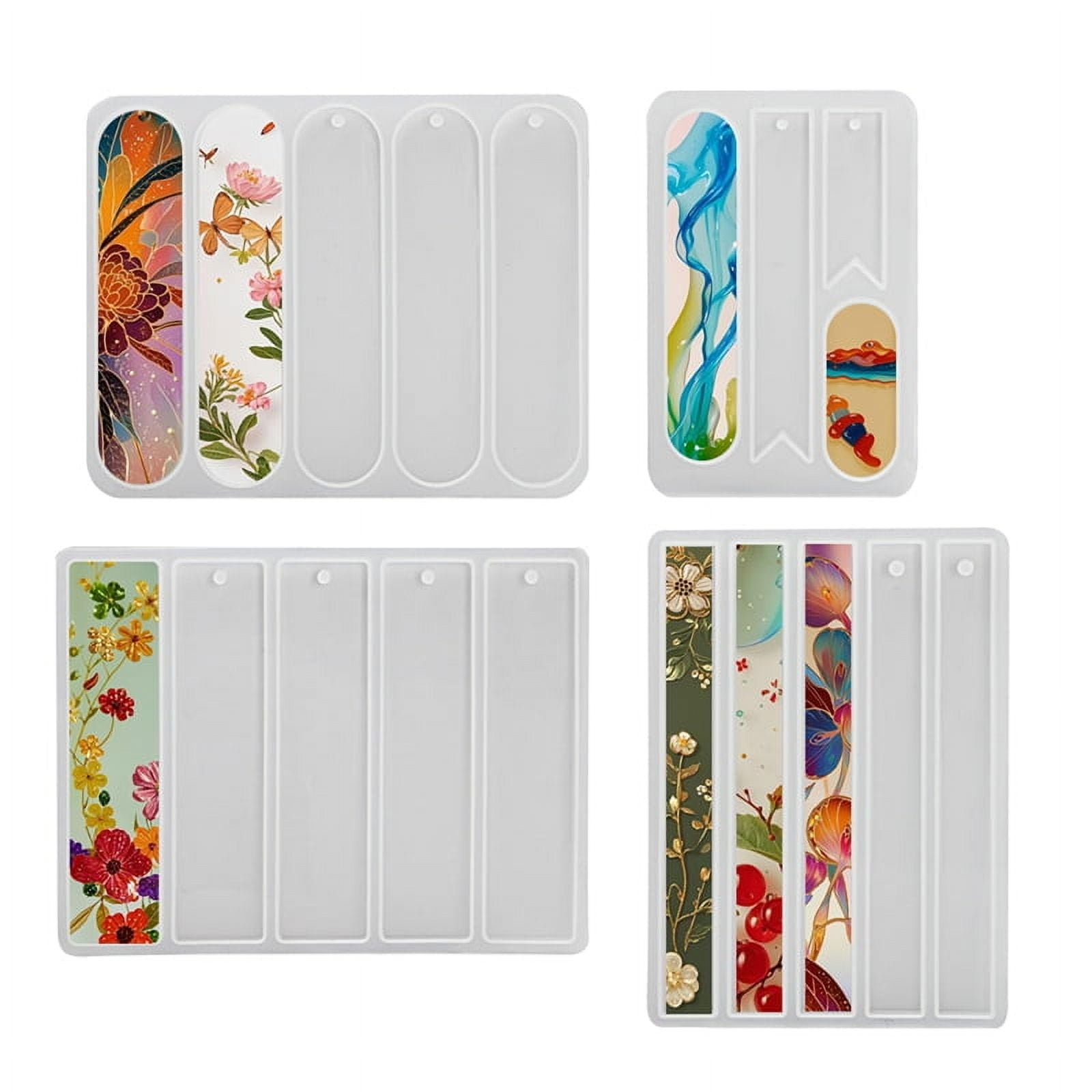 Silicone Bookmark Molds,Set of 4 Shiny Bookmarks, Reusable Resin ...