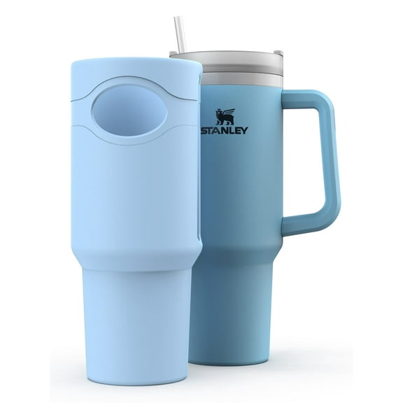 Silicone Boot Skin for Stanley 40oz Tumbler with Handle - Protective Full Sleeve for Quencher Adventure Cup, Bumper Case with Featured Logo Silicone Sleeve only (Blue)