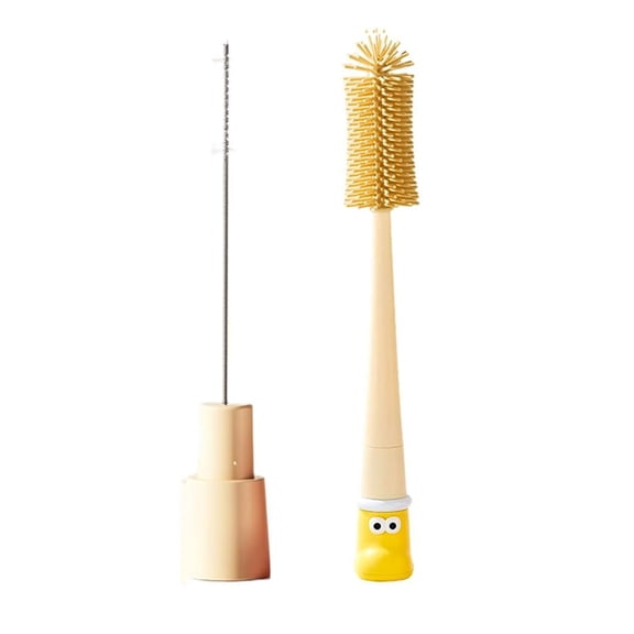 Silicone Bottle Brush with Straw Cleaning Brush, Extra Long Water Bottles Washer Brush Reusable Straw Cleaner BPA-Free Cup Cleaning Brush for Stanley Baby Bottle Glass Mug