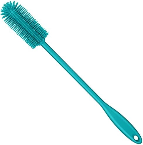 Silicone Bottle Brush, Water Bottle Cleaner Brush with Long Handle, Perfect for Cleaning Narrow Neck Containers, Vacuum Sports Bottle, Tumblers, Flask, Glassware (1 Pack, Turquoise)