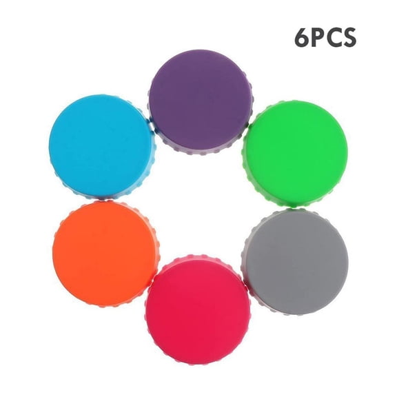 Silicone Bottle Caps, 6-Pack 2.48 in, Leak-Proof Seal for Soda, Fits Standard 12 oz and 16.9 oz Bottles
