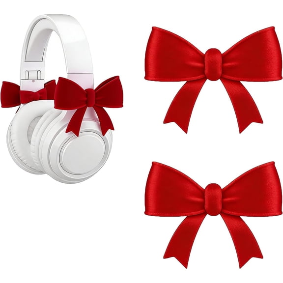 Silicone Bow Headphone Accessory, 2-Pack Silicone Bow Headphone Decor – Cute Clip-On Bows for Headphones, Earphone Accessories, Coquettish Gift, Soft & Removable Decoration