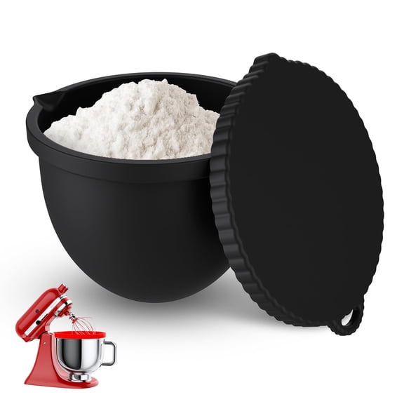 Silicone Bowl Liners with Lids Fits for 5 Qt KitchenAid Mixers, Upgraded Thickened Replacement Mixers Bowls, Stand Mixer Accessories for Baking and Cooking, Black