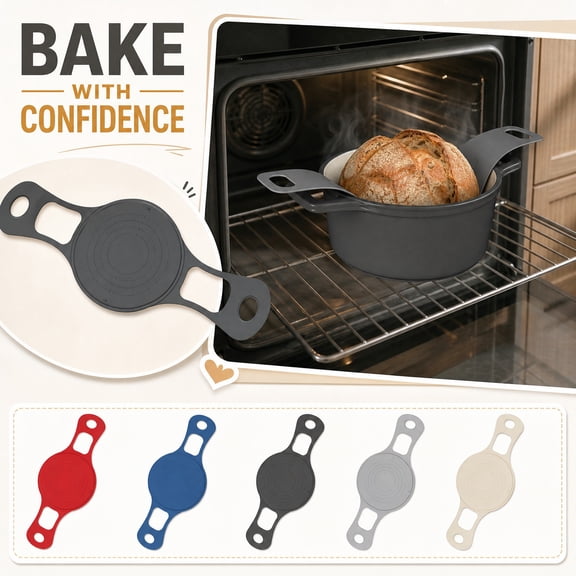 Silicone Bread Baking Sling Mat with Handles, Heat Resistant Non-Stick Dutch Oven Bread Transfer Pad, Food Grade Silicone Baking Liner with Measurement Circles for Sourdough Baking, Pastry Supply