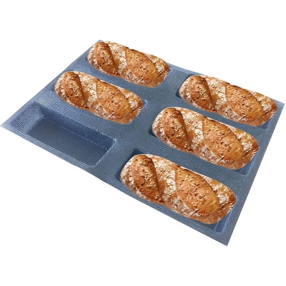 Silicone Bread Forms Square Shape Bread Molds Non Stick Bakery Trays Silicone Coated Fiber Glass 6 Caves Rectangle Moulds