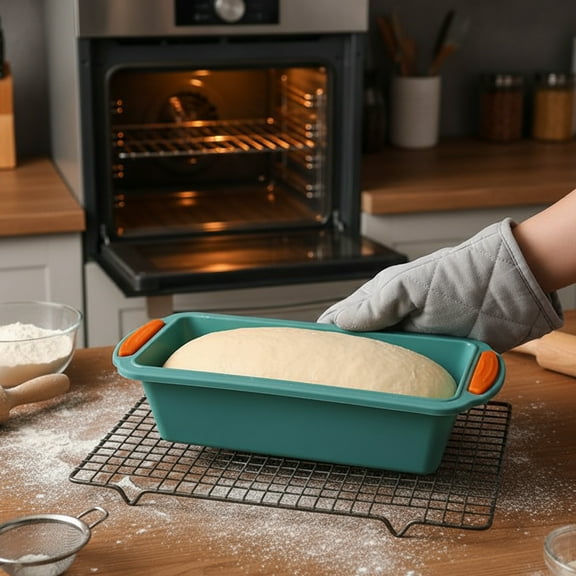 Silicone Bread Loaf Pan 11.4 x 5.3 Inch Non-Stick Baking Dish for Bread Quiche Meatloaf Lasagna - Oven Safe Flexible Bakeware for Home Kitchen Baking 1 Pack