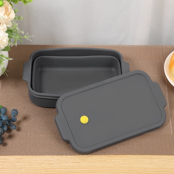 Silicone Bread Loaf Pan Foldable Bread Baking Pan with Lid Multipurpose Nonstick Silicone Baking Mold for Homemade Cakes Meatloaf Oven Microwave