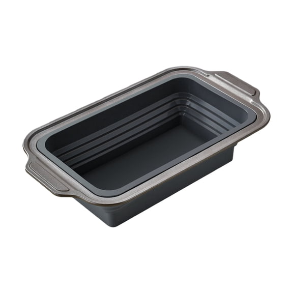Silicone Bread Loaf Pan With Metal Reinforced Frame, Non-Stick Baking Pans, Foldable Mold for Homemade Bread (Grey, 1 Pack)