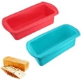 thumbnail image 1 of 2 Pack Silicone Bread Mold, Nonstick Bread Molds For Baking,NOGIS Flexible Silicone Baking Molds for Homemade Loaf, Bread and Meatloaf - 10.63" x 5.12" x 2.55" (Red+Blue), 1 of 7