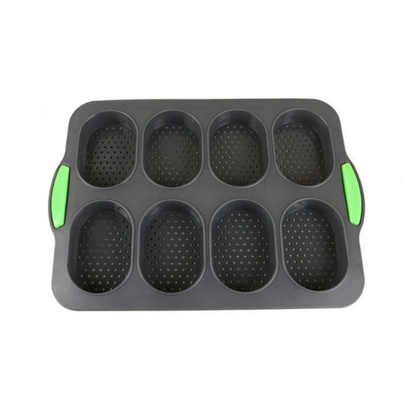 Silicone Bread Mold Non-Stick Food Grade Baguette Loaf Pan Cake Baking Tray with Drain Holes for Home Kitchen Bakery Burger Buns Sandwich Cookies