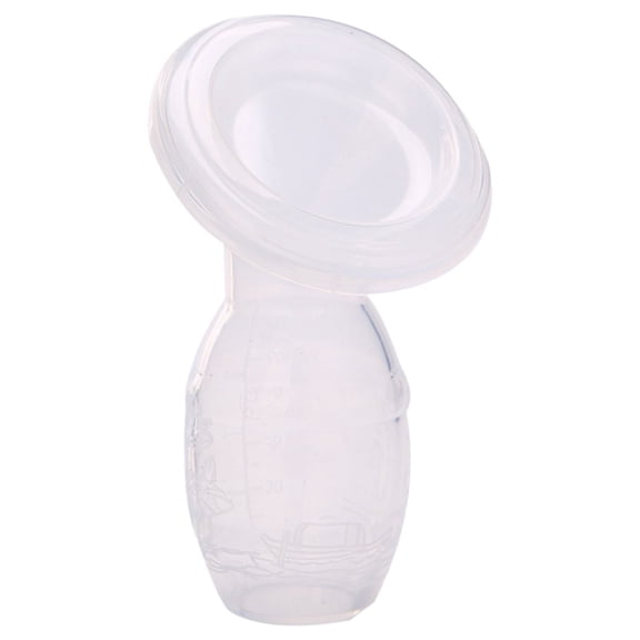Silicone Breastfeeding Manual Breast Pump Milk Pump,Food Grade Silicone Milk Collector with Lid Breastfeeding Tool,Portable and Lightweight,5.9 inch (Clear)