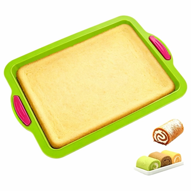 Silicone Brownie Bake Pan, Large Rectangular Swiss Roll Cake Mold with ...
