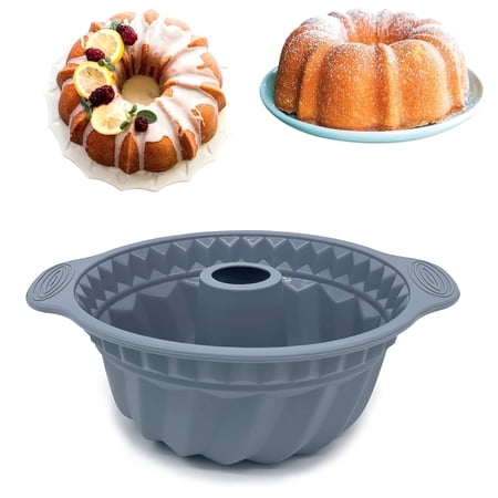 Silicone Bundt Cake Mold, Silicone Bundt Pans, Silicone Bakeware Sets, Nonstick Silicone Bakeware, Silicone Baking Molds (Gray)