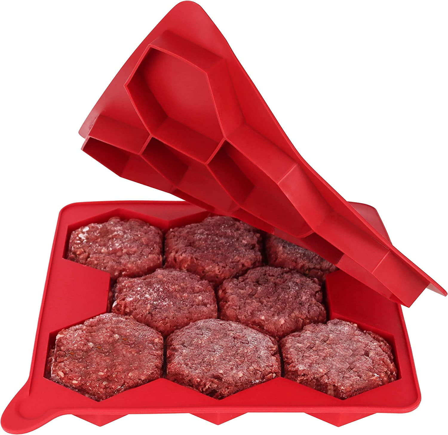 Silicone Burger Press Slider Mold 8 Patty No Stick Frozen Hamburger Patty Storage Container