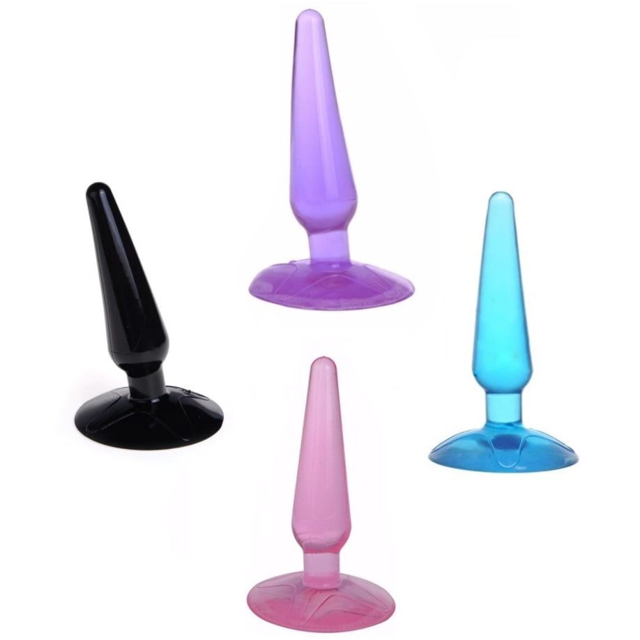 Silicone Butt Plug Anal Beginner Sex Toy w/ Handle Small Thin 3-Colors