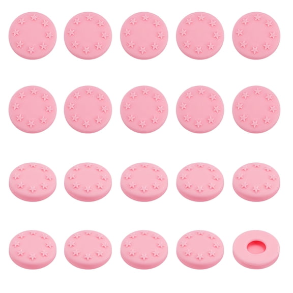 Silicone Button Covers for Jeans Flat Round with Star Pearl Pink 19x5mm
