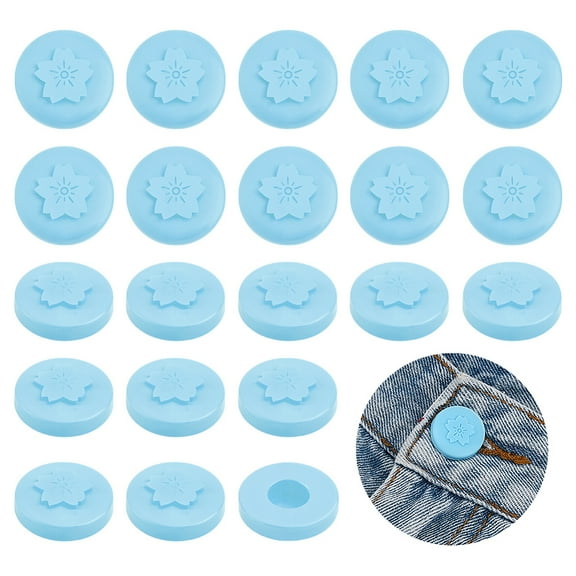 Silicone Button Covers for Jeans Round with Light Sky Blue 19x6mm Inner Diameter: 8mm