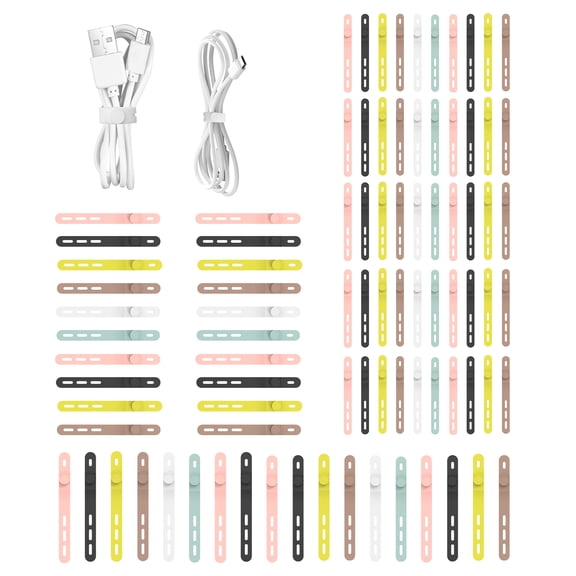 Silicone Cable Strap Ties Reusable Cord Management Organizer Ties with Locking Buckle Adjustable Wire Wrap Strap for Home Office Kitchen Car