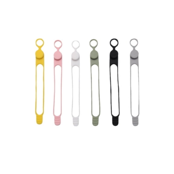 Silicone Cable Ties, Multi-Color Reusable Cord Organizer Set, 6 Pieces Flexible Cable Management Holders, for Home Office Desk Earphone Charging Wire Organization