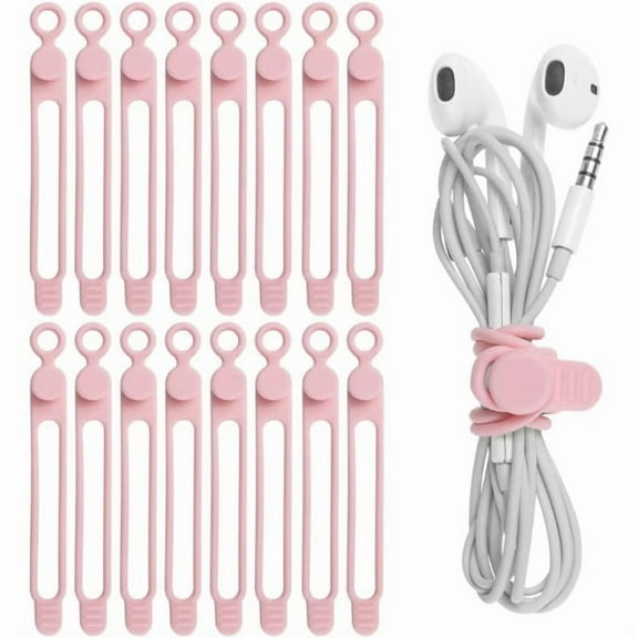 Silicone Cable Ties Wire Organizer for Cable Management, 16 Pieces 4.2" and 7.1" Reusable Cable Organizer Electronic Accessories for Home, Office, Kitchen, School, Travel (Black)