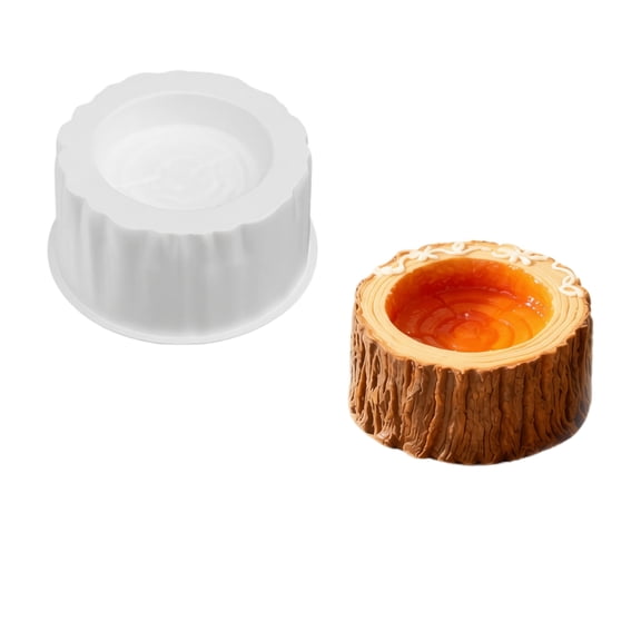 Silicone Cake Mold 4.0 Inch Food Grade Tree Stump Shape For French Dessert Mousse Baking White 1 Pack