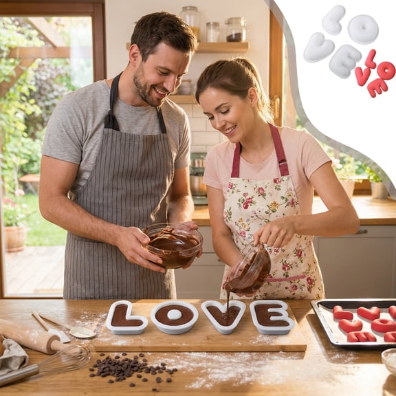 Silicone Cake Mold Set of 4, Heart Shaped Baking Pans for Muffins Cupcakes, Non Stick and Dishwasher Safe(White)