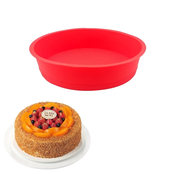 Silicone Cake Pans Round Silicone Molds Quick Release Baking Pans Layer Cakes Molds Non-Stick Reusable Cake Pan for Kitchen Cheese Rainbow Chiffon Cake Baking Tool (10 Inch)