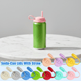 thumbnail image 1 of Silicone Can Lids with Reusable Straws and Handle Dustproof Airtight Seal Soda Covers Spill Proof Toppers for Standard Beverage Cans Reusable Kitchen Accessory Pack, 1 of 4