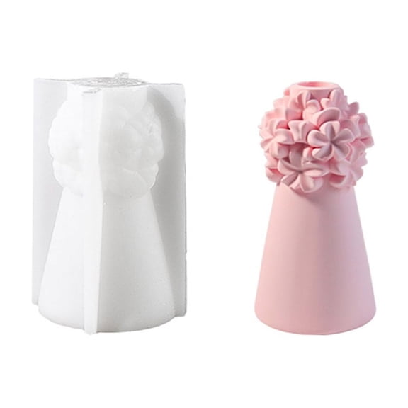 Silicone Candle Holder Molds Concrete Candlestick Molds Flower Shape Candle Base Moulds Silicone Texture for Crafting