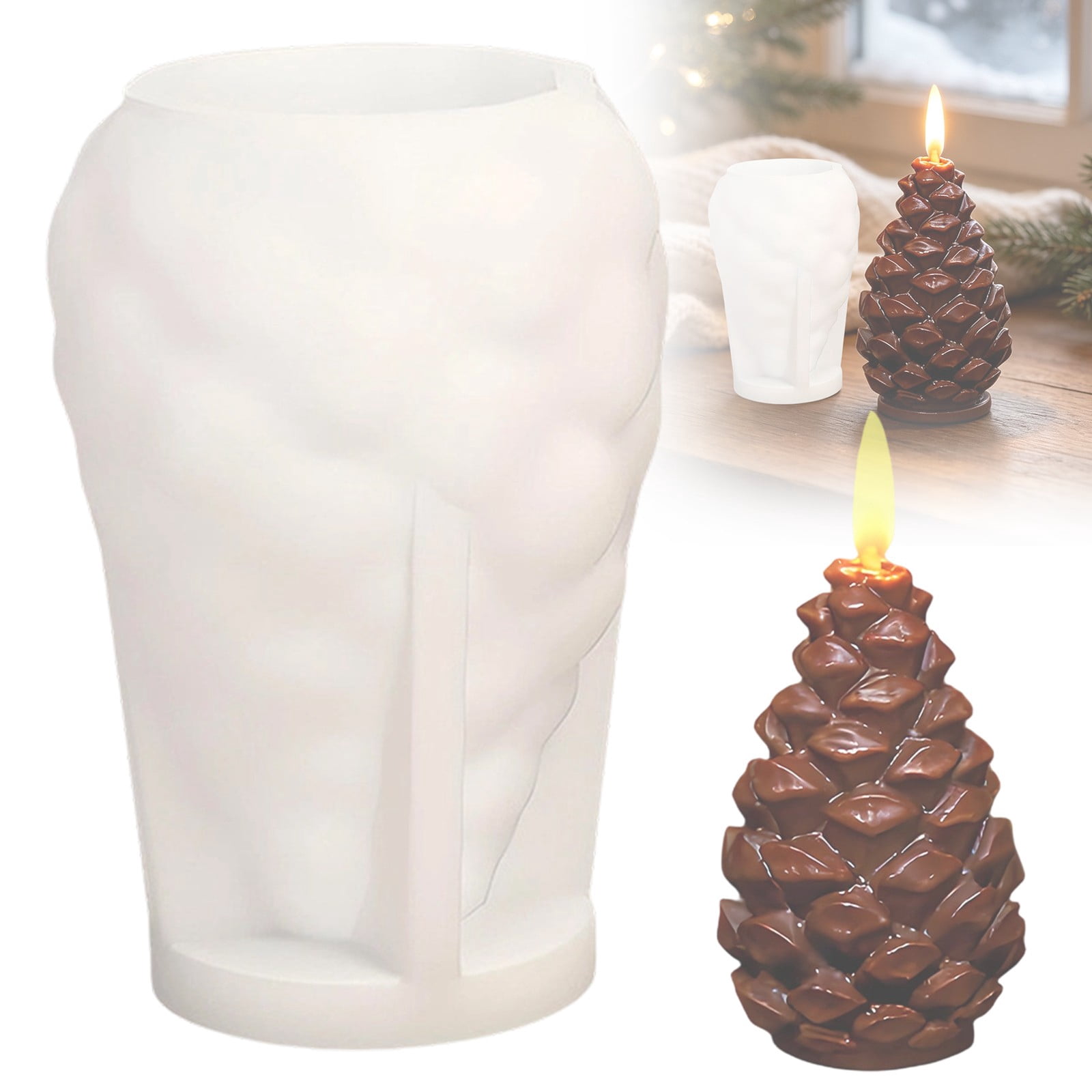 Silicone Candle Molds 4Pcs 3D Pinecone Shaped Moulds, Flexible Reusable ...