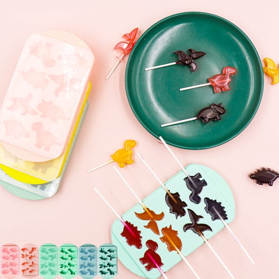 Food-Grade Silicone Baking Molds, Candy Molds Silicone, 10X6 In, Mint Green, 1 Pc, Brachiosaurus Triceratops Stegosaurus, Cake Pop Supplies, Baking Tools, Freezer Silicone Molds