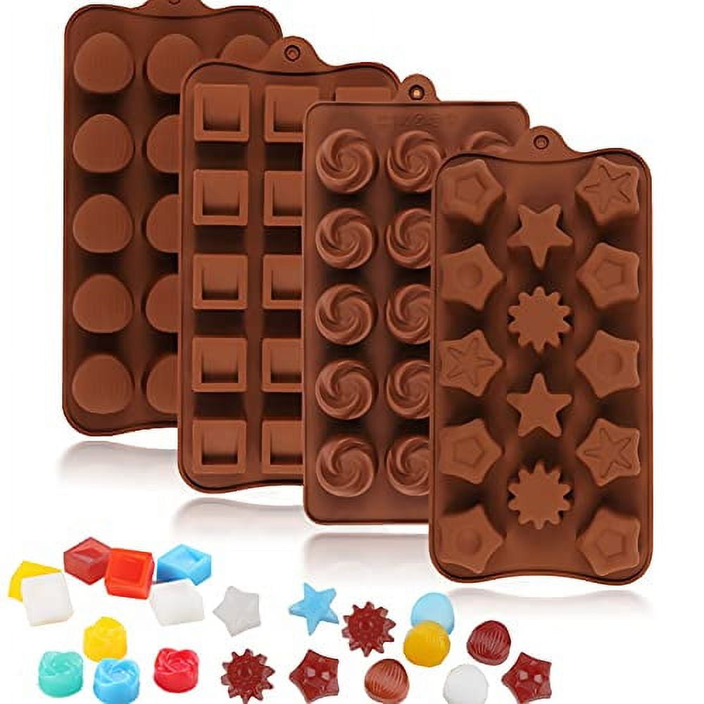 Silicone Candy Molds, Chocolate Mold, Mini Silicone Molds for Candies,  Gummies, Jelly, Little Soaps, Sugar Cubes - 4 Pack 