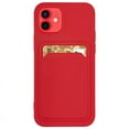 thumbnail image 1 of Silicone Card Holder Protection Case For iPhone 13 Mini in Red, 1 of 8