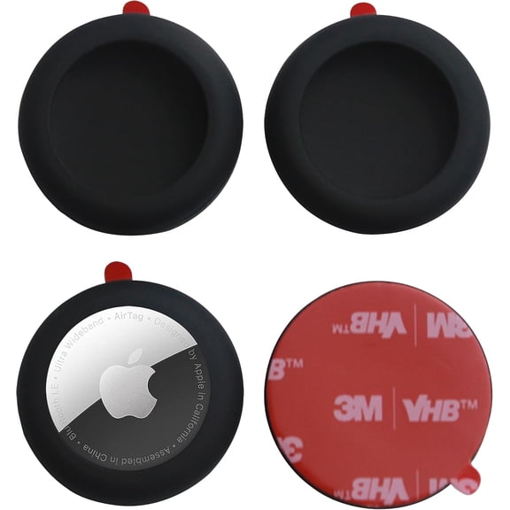Silicone Case with 3M Strong Adhesive Sticker, 4 Pack Protective Case for Apple Air Tags for Sticking On Tv Remote Headphones Luggage Laptop Camera Bike
