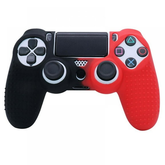 Silicone Case Anti-Slip Protective Grip Cover for PS4 Controller (Black & Red)