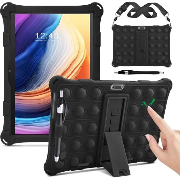 Silicone Case Compatible with Dragon Touch Notepad K10, 10 inch Universal Tablet Case, Multi-Angle Protective Cover for ZONKO K105 10 inch, Winsing 10 with Strap & Stylus Pen