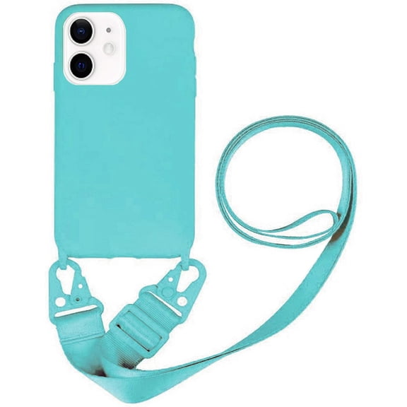 Silicone Case Compatible with iPhone 7 Plus/ 8 Plus, Adjustable Crossbody Necklace, Lanyard Neck Strap Protective Case Cover (Ice Blue, iPhone 7+ / 8+)