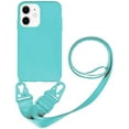 thumbnail image 1 of Silicone Case Compatible with iPhone 12 Mini, Adjustable Crossbody Necklace, Lanyard Neck Strap Protective Case Cover (Ice Blue, iPhone 12 Mini), 1 of 14
