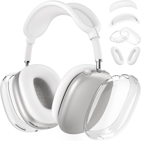 Silicone Case Cover for AirPods Max Headphones, Clear Soft TPU Ear Cups Cover/Ear Pad Case Cover/Headband Cover for AirPods Max (2024/2020),Transparent Accessories(USB-C)