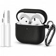 thumbnail image 1 of Lonmuju Silicone Case Cover for Airpods 4th Gen, Protective Earbud Skin with Cleaning Kit and Carabiner,Black, 1 of 7