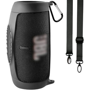 CULEUTIL Silicone Case Cover for JBL Charge 5 Portable Bluetooth Speaker, Waterproof Rubber Carrying Pouch Holder with Strap(Black)