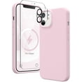 thumbnail image 1 of Silicone Case Designed for Apple iPhone 11 Pro Liquid Silicone Case, 3 in 1 Bundle Phone Case with Clear Tempered Glass and Camera Lens Shockproof Case for Apple iPhone 11 Pro,Light Pink, 1 of 7