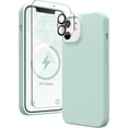 thumbnail image 1 of Silicone Case Designed for Apple iPhone 12 Mini Liquid Silicone Case, 3 in 1 Bundle Phone Case with Clear Tempered Glass and Camera Lens Shockproof Case for Apple iPhone 12 Mini,Teal, 1 of 7