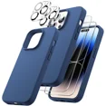 thumbnail image 1 of Silicone Case Designed for Apple iPhone 12 Pro Liquid Silicone Case, 5 in 1 Bundle Phone Case with 2 Clear Tempered Glass and 2 Camera Lens Shockproof Case for Apple iPhone 12 Pro,Navy, 1 of 7