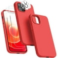 thumbnail image 1 of Silicone Case Designed for Apple iPhone 12 Pro Liquid Silicone Case, 5 in 1 Bundle Phone Case with 2 Clear Tempered Glass and 2 Camera Lens Shockproof Case for Apple iPhone 12 Pro,Red, 1 of 7