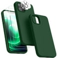 thumbnail image 1 of Silicone Case Designed for Apple iPhone 12 Pro Max Liquid Silicone Case, 5 in 1 Bundle Phone Case with 2 Clear Tempered Glass and 2 Camera Lens Shockproof Case for Apple iPhone 12 Pro Max,Green, 1 of 7