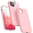 thumbnail image 1 of Silicone Case Designed for Apple iPhone 12 Pro Max Liquid Silicone Case, 5 in 1 Bundle Phone Case with 2 Clear Tempered Glass and 2 Camera Lens Shockproof Case for Apple iPhone 12 Pro Max,Light Pink, 1 of 7