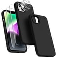 thumbnail image 1 of Entronix 5-in-1 Silicone Case Compatible with iPhone 13 with 2 Screen Protector and 2 Camera Lens Guard, Black, 1 of 7