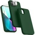 thumbnail image 1 of Silicone Case Designed for Apple iPhone 13 Mini Liquid Silicone Case, 3 in 1 Bundle Phone Case with Clear Tempered Glass and Camera Lens Shockproof Case for Apple iPhone 13 Mini,Green, 1 of 7