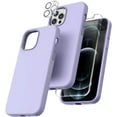 thumbnail image 1 of Silicone Case Designed for Apple iPhone 13 Pro Liquid Silicone Case, 3 in 1 Bundle Phone Case with Clear Tempered Glass and Camera Lens Shockproof Case for Apple iPhone 13 Pro,Purple, 1 of 7